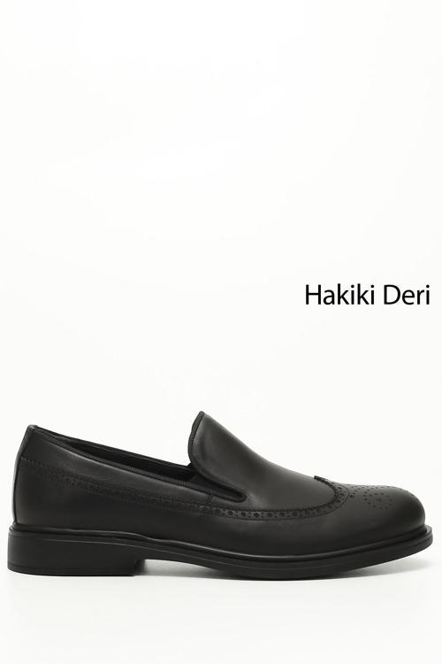 Erkek Siyah Termo Taban Hakiki Deri Klasik Ayakkabı