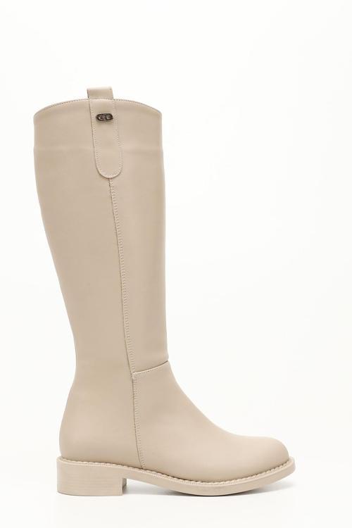 Kadın Nude Fermuarlı Termo Taban Çizme