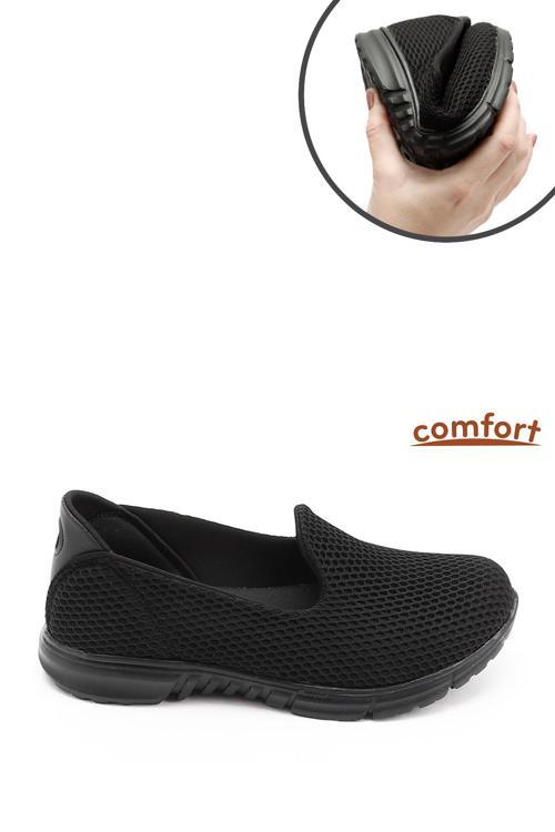 Kadın Siyah Triko Memory Foam Tabanlıklı Comfort Sneaker