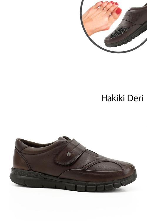 Kadın Kahverengi Kemik Çıkıntısına Özel Hakiki Deri Comfort Ayakkabı