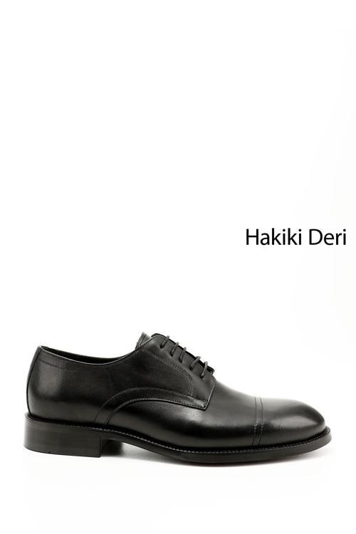 Erkek Siyah Bağcıklı Hakiki Deri Klasik Ayakkabı