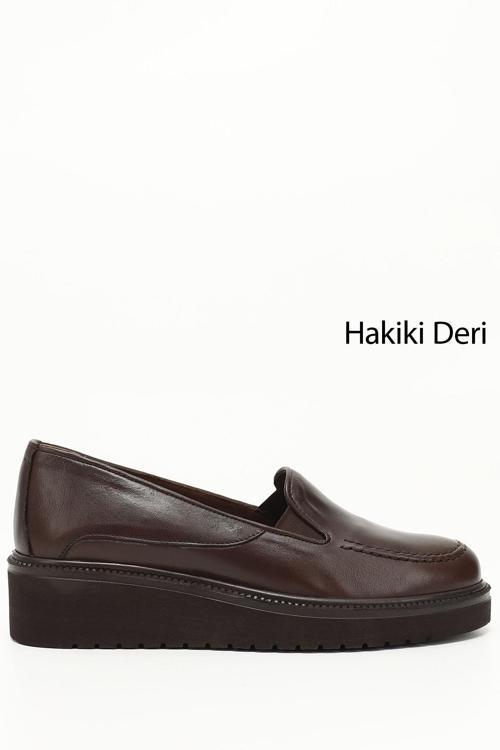 Kadın Kahve Antik Dolgu Taban Hakiki Deri Ayakkabı