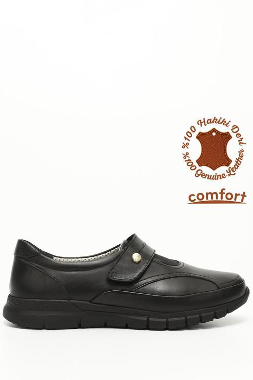 Kadın Siyah Kemik Çıkıntısına Özel Hakiki Deri Comfort Ayakkabı