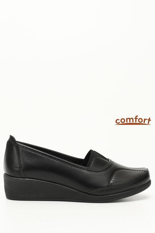 Kadın Siyah Dolgu Taban Comfort Ayakkabı