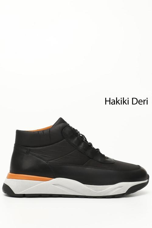 Erkek Siyah Bağcıklı Spor Hakiki Deri Ourdoor Bot