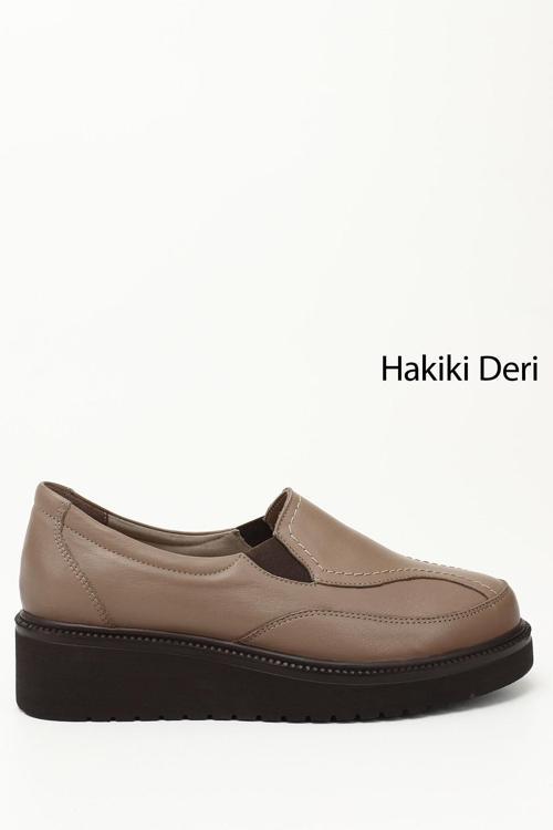 Kadın Vizon Antik Dolgu Taban Hakiki Deri Ayakkabı