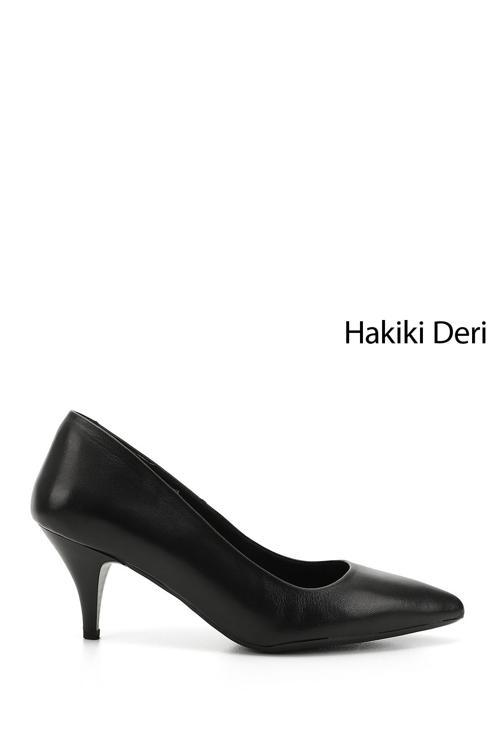 Kadın Siyah Sivri Burun Orta İnce Topuklu Stiletto