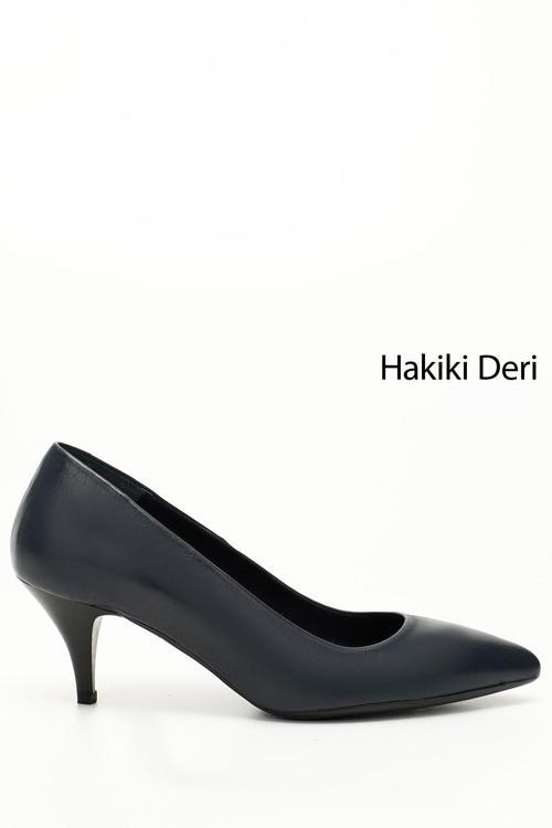 Kadın Lacivert Antik Sivri Burun Orta İnce Topuklu Stiletto