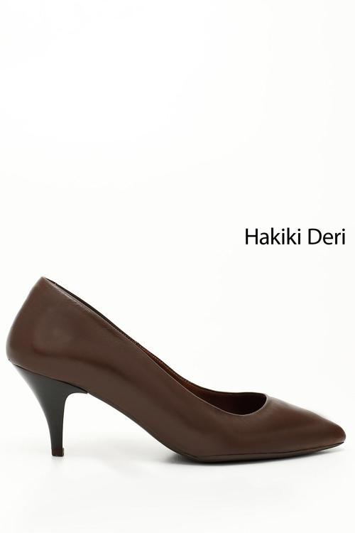 Kadın Kahve Antik Sivri Burun Orta İnce Topuklu Stiletto