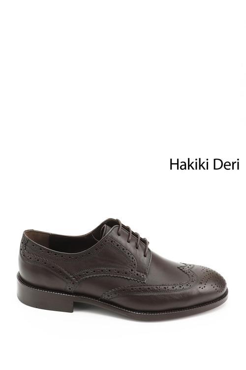 Erkek Kahve Antik Bağcıklı Hakiki Deri Klasik Ayakkabı