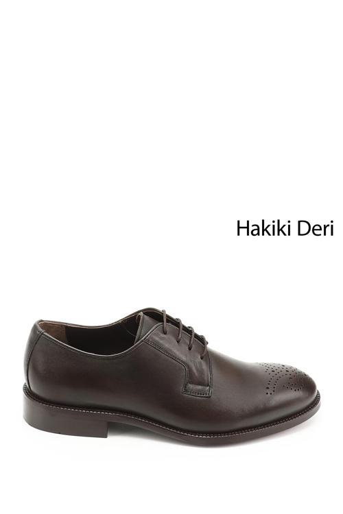 Erkek Kahve Antik Bağcıklı Hakiki Deri Klasik Ayakkabı
