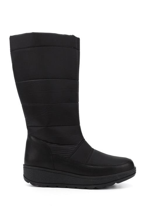Kadın Siyah Fermuarlı Kauçuk Taban Comfort Kar Botu