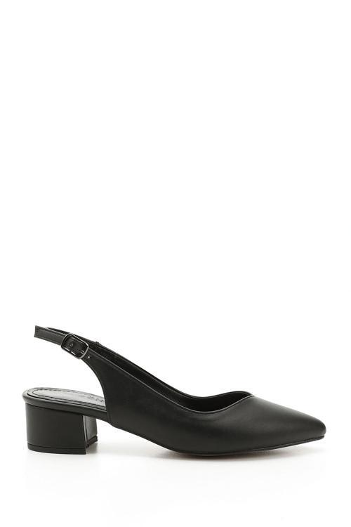 Kadın Siyah Sivri Burun Arkası Açık Ayakkabı