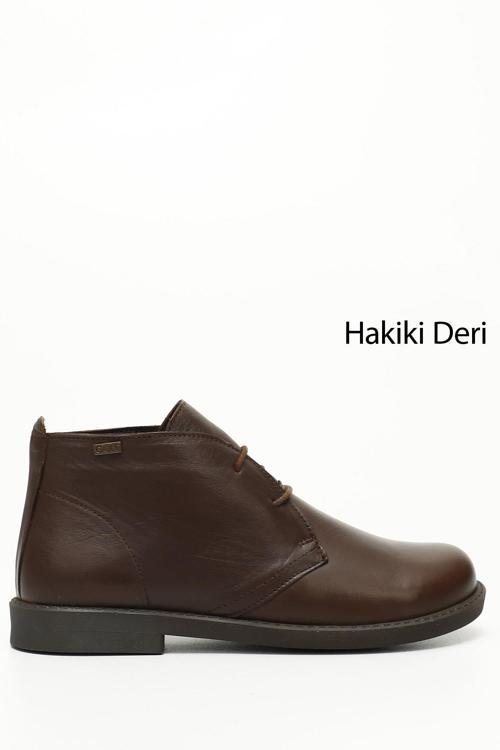 Kadın Kahve Antik Kauçuk Taban Hakiki Deri Bot