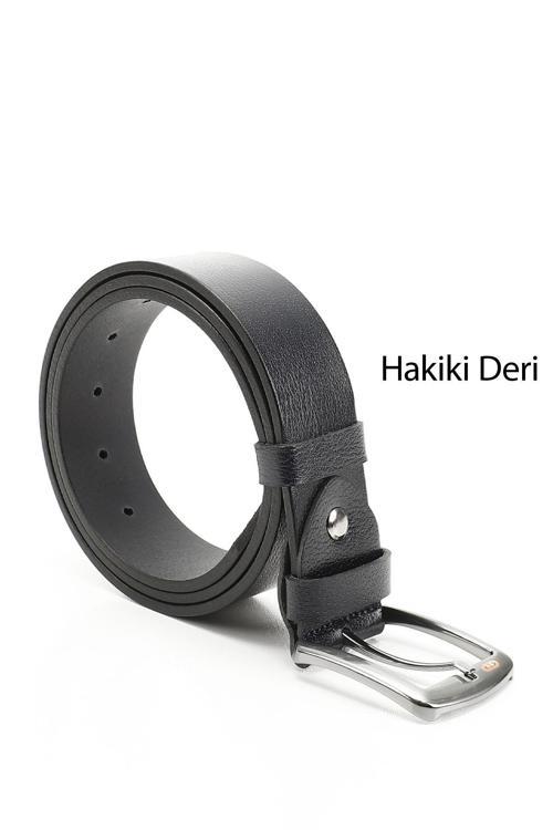 Erkek Lacivert Antik Hakiki Deri 4 Cm Kot Kemeri