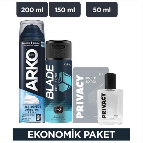 Cool Tıraş Köpüğü+Privacy Men Limited Edition Edt Parfüm+Blade Cool Fresh Erkek Deodorant