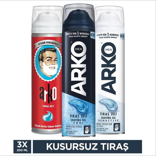 Cool + Sensitive + Efsane Tıraş Jeli 3x200 Ml