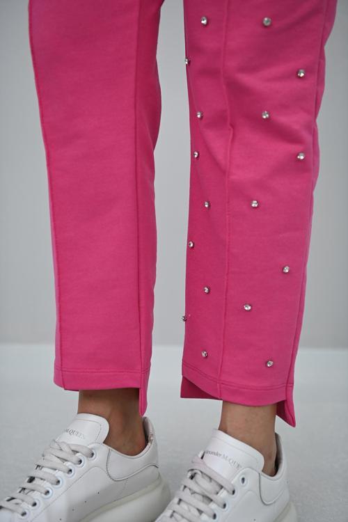 Kadın Büyük Beden Truvakar Kol Taş İşleme Detaylı Eşofman Takımı 8147-25