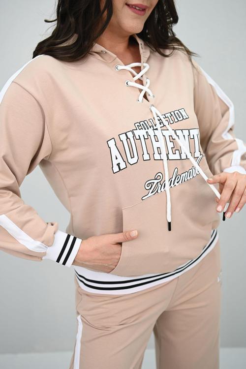 Kadın Büyük Beden Kordonlu Bol Paça Eşofman Takımı 8164-25