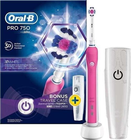 Pro 750 3D White Pembe Şarjlı Diş Fırçası