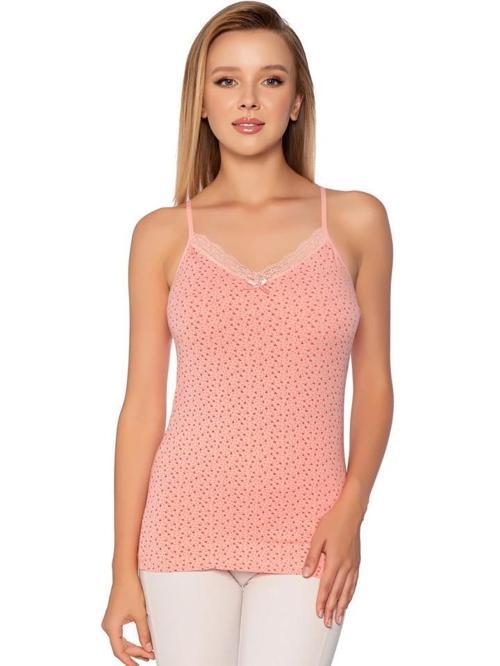 6 Adet Gümüş Bayan Likralı Desenli Emprime İp Askılı Atlet 3096