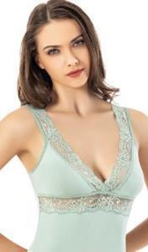 Bayan Modal V Yaka Dantel Askılı Modelli Atlet 6607