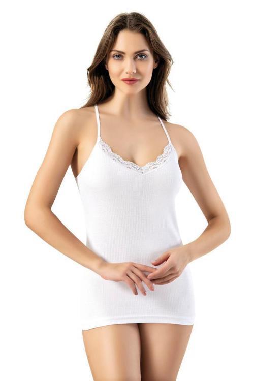 6 Adet Kota Bayan Dantelli Raporlu Ribana İp Askılı Atlet 6421