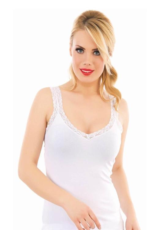 Bayan Yakası ve Askısı Dantelli Atlet 3286