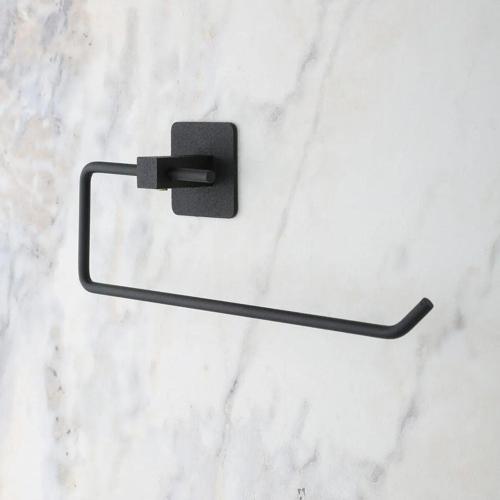 Banyo Dekoru için Yapışkanlı Paslanmaz Siyah Metal Rulo Havluluk Tutucu