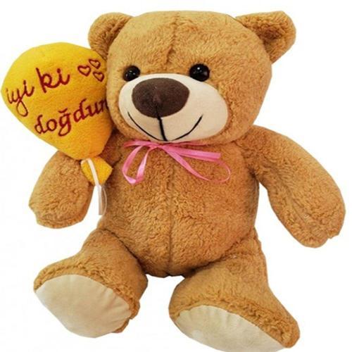 Büro Ev Dekoru için Hediyelik İyiki Doğdun Balonlu Ayıcık