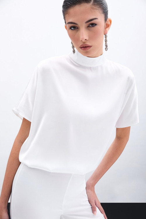 Yarasa Kol Salaş Bluz - Ekru