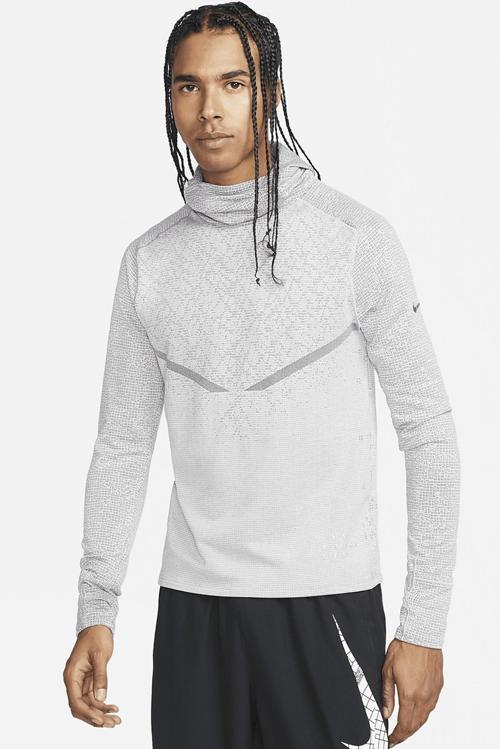 Therma Fit Adv Run Division Pnncle Mid Hoodie Kapüşonlu Reflektörlü Erkek Koşu Sweatshirt Gri