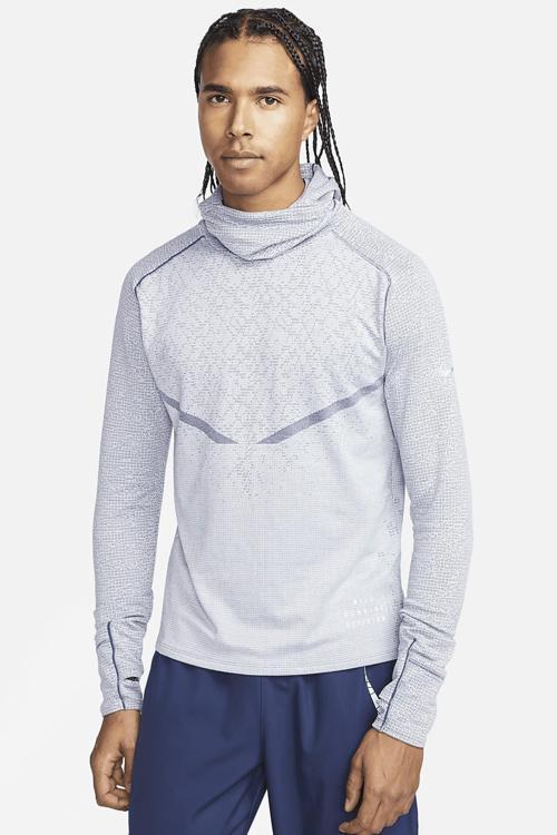 Therma Fit Adv Run Division Pnncle Mid Hoodie Kapüşonlu Reflektörlü Erkek Koşu Sweatshirt Mavi