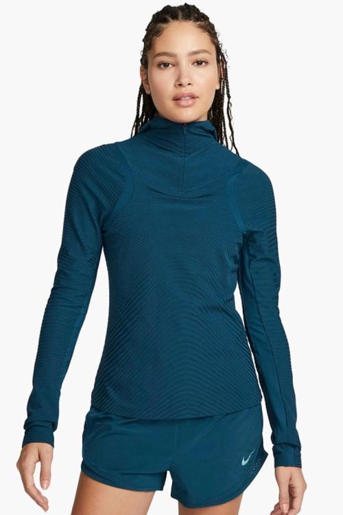 Run Division Terma Fit ADV 1/4 Zip Running Midlayer Kadın Reflektörlü 1/4 Fermuarlı Kapüşonlu Koşu Sweatshirt Mavi