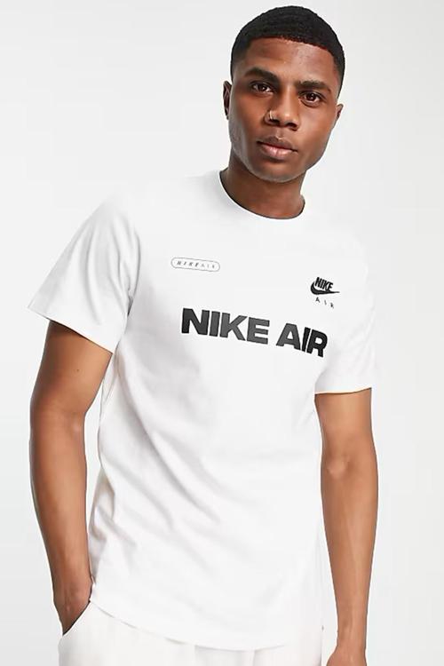 Air Logo Cotton Men's White T-shirts Erkek Pamuklu Tişört Beyaz