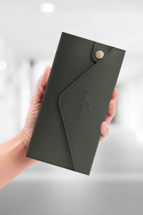 Zumrut Telefon Kağıt Ve Bozuk Para Bölmeli Zarf Model Portföy Kadın Cüzdan Haki