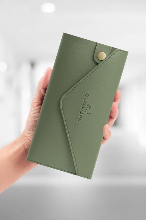 Zumrut Telefon Kağıt Ve Bozuk Para Bölmeli Zarf Model Portföy Kadın Cüzdan Mint Yeşili