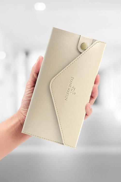 Zumrut Telefon Kağıt Ve Bozuk Para Bölmeli Zarf Model Portföy Kadın Cüzdan Krem