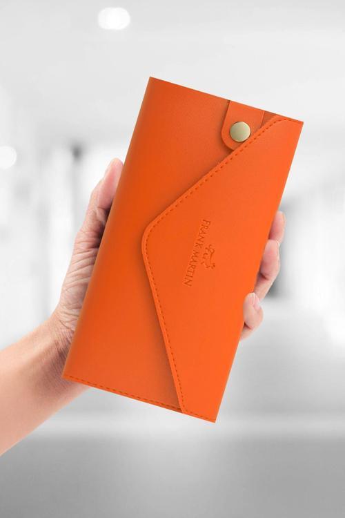 Zumrut Telefon Kağıt Ve Bozuk Para Bölmeli Zarf Model Portföy Kadın Cüzdan Turuncu