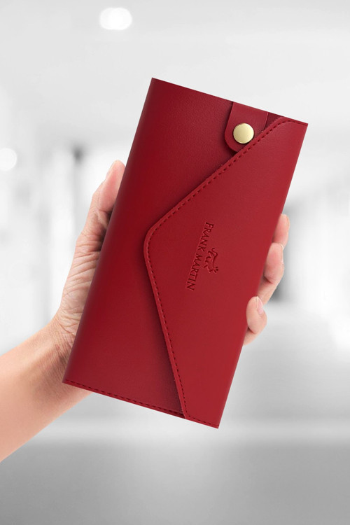 Zumrut Telefon Kağıt Ve Bozuk Para Bölmeli Zarf Model Portföy Kadın Cüzdan Kırmızı