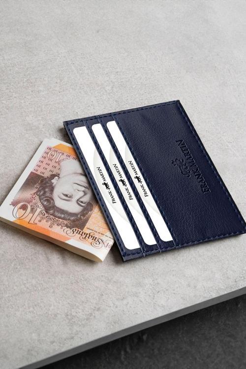 Orijinal Kutulu Unisex Slim Deri Ince Model Kredi Kartı & Kartvizitlik Kartlık Lacivert