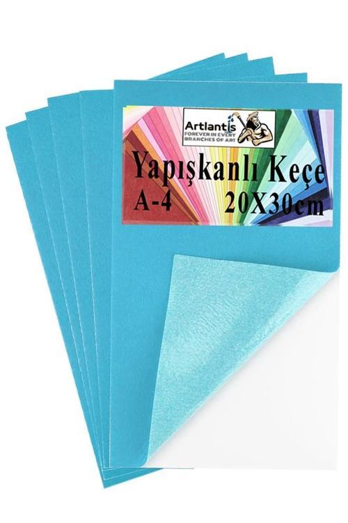Yapışkanlı Keçe A4 20X30 cm 5 li 1 Paket 2.0 mm Kendinden Yapışkanlı Renkli Hobi Keçesi Elişi Keçe Kumaşı Anasınıfı Kreş