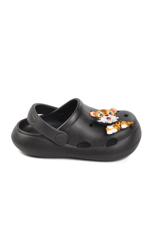 Siyah Unisex Çocuk Sabo Terlik Yumurcak B