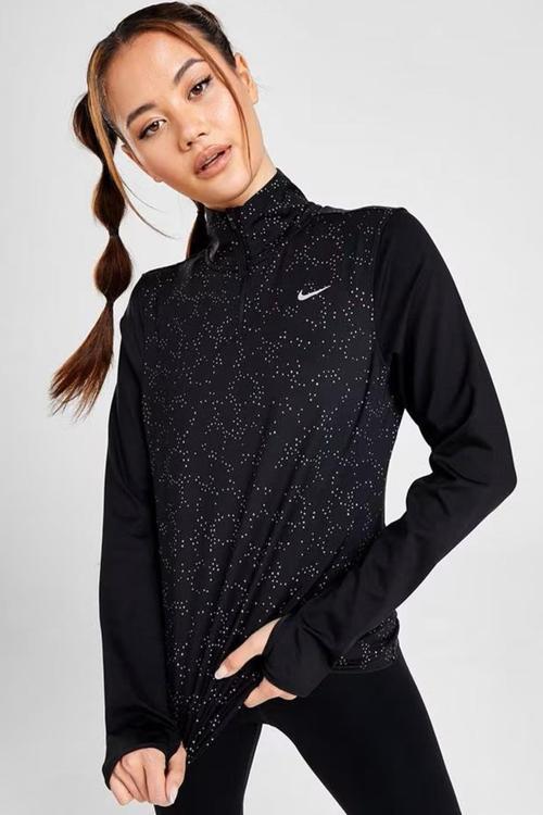 Dri Fit Swift Element 1/4 Zip Running Womens Kadın Çeyrek Fermuarlı Reflektörlü Sweatshirt Siyah