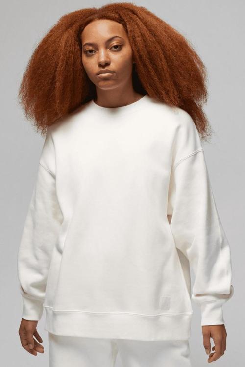 Jordan Flight Fleece Crew Oversize Kadın Geniş Kalıp Sweatshirt Beyaz