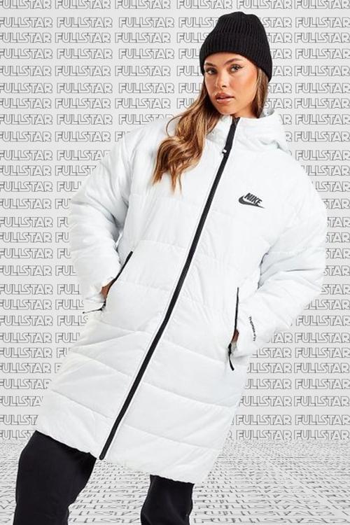 Therma Fit Repel Synthetic Fill Parka Kadın Uzun Midi Kapüşonlu Mont Beyaz