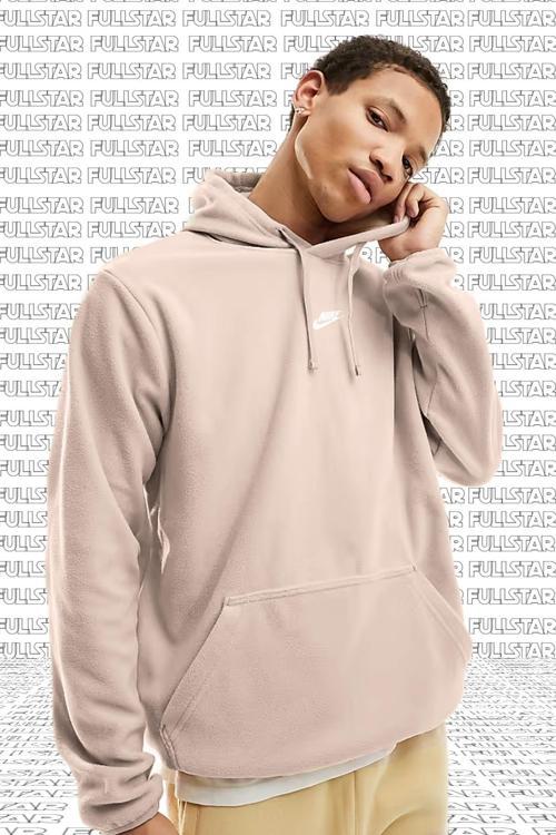Club Fleece Hoodie Pink Unisex Kanguru Cepli Kapüşonlu Polar Pembe Sweatshirt