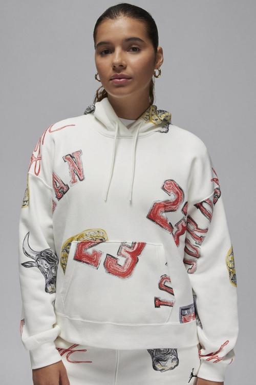 Jordan Brooklyn Fleece Women's Loose Fit Hoodie Kapüşonlu Kadın Bol Beden Sweatshirt Krem