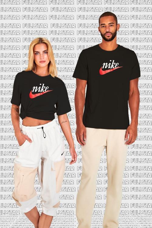 Sportswear Futura Swoosh Logo T Shirt Unisex Baskılı Tişört Siyah