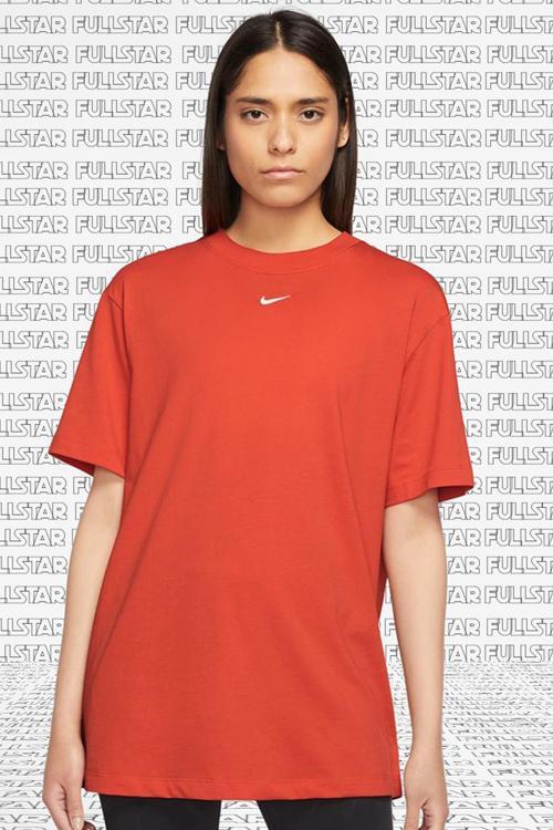 Sportswear Oversized Tee Unisex Nakış Swooslu Bol Kesim Tişört Somon Turuncu